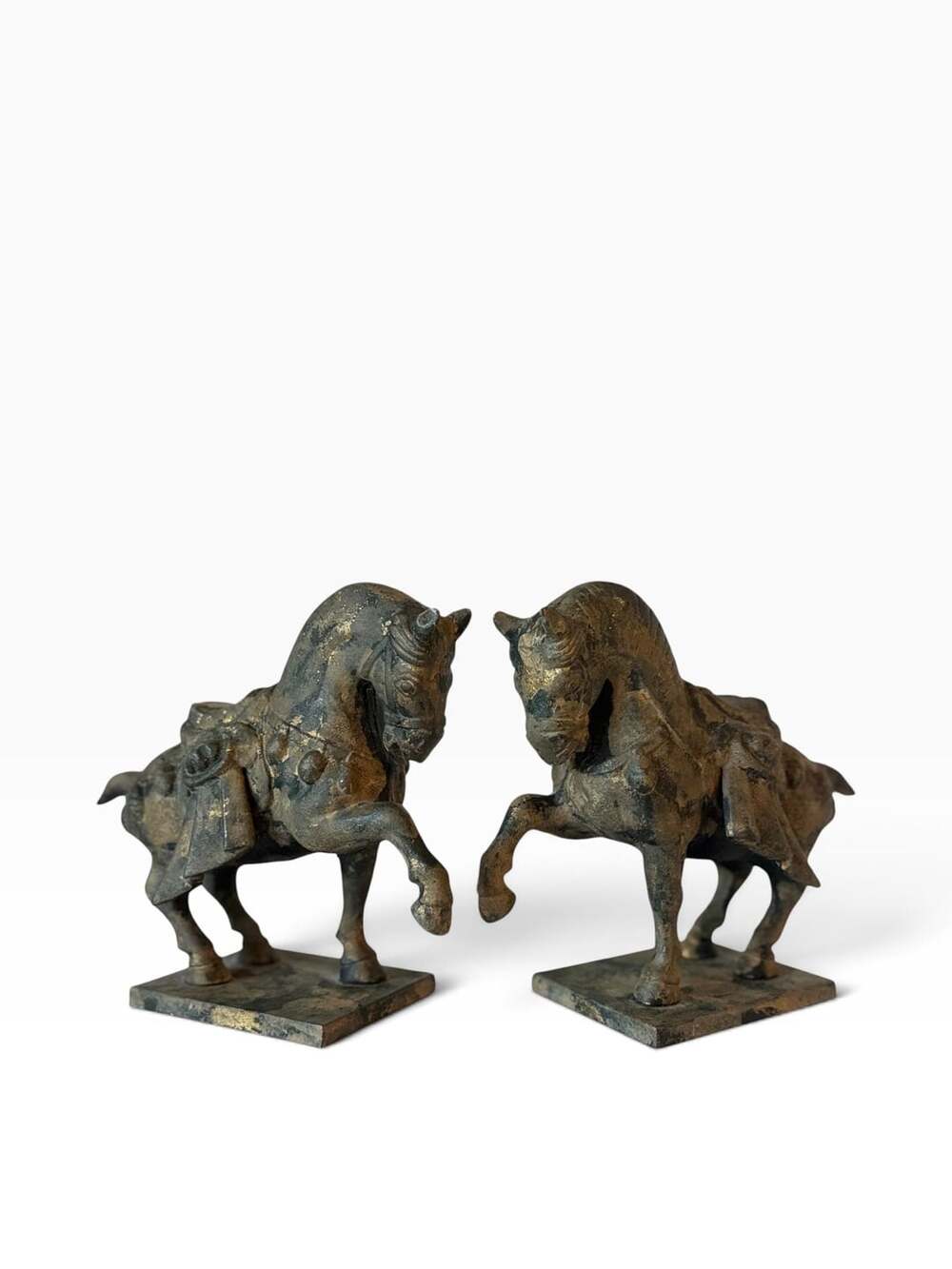 Early 20th Century Cast Iron Tang Dynasty War Horse by Wony Japan